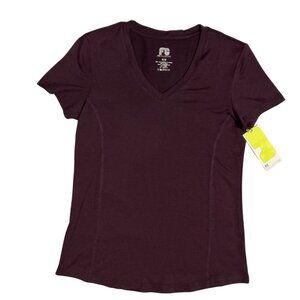 Fit Collective Active T-Shirt Medium Quick Dry Stretch V-Neck Short Sleeve Beet